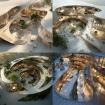 **conceptual architectural render of a public campus building, based on an organic, realistic, detailed, curving floor plan layout emphasizing flowing, inclusive spaces with curved glass facades, warm wood textures, soft ambient lighting, landscaped open courtyards, integrated indoor-outdoor transitions, modern minimalist furniture high-resolution, aerial perspective, photorealistic style, rendered with soft shadows and realistic materials** - <@759292859500855326> (fast)
-# Create, explore, and organize on [midjourney.com](<https://midjourney.com/imagine?from_discord=1>)