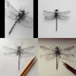 **dragon fly pencil sketch, realistic, pov straight down --v 7.0** - <@1202707032818458747> (fast)
