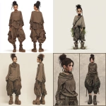 **barnsley fern In the style of Brian Froud ; the Dwarf has dark hair pulled into a high, neat bun, with loose strands softly framing the face. They wear oversized, draped tops in muted earth tones that hang loosely over wide, gathered pants. chokers, and large hoop earrings add bold visual detail to the look. Heavy platform boots ground the outfit with a solid, utilitarian feel.** - <@503177364180566029> (fast, stealth)
-# Create, explore, and organize on [midjourney.com](<https://midjourney.com/imagine?from_discord=1>)