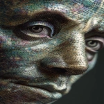 **Macro Photography, Papyrus Fiber Pattern intricately weaving into a reimagined face --c 5 --s 500 --ar 4:7 --v 7.0 --p ydmwyf3 --exp 50 --oref <https://s.mj.run/59mbM3S1_Mc>** - Image #4 <@293080845789691904>