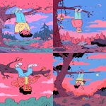 **The Hanged Man tarot card. The image depicts a young man is upside down. he is hanged between trees with his right leg is tied with the tree and his hand is tied together. --ar 7:12 --sref 527794733 --profile 4ozdnzh** - <@409716268476923920> (fast)