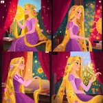 **<https://s.mj.run/XXLD6CnEfo0> Disney fan art, Rapunzel in her tower, gently touching the painted sun symbol on the wall (icon of the lost princess), long golden hair with flowers, wearing her classic purple dress, looking serene, soft clean background, red velvet curtains, brushes and books nearby, elegant cartoon style, flat colors, no gradients, no textures, no painterly style, clean line art, digital illustration look, professional modern Disney style, to @hikanart --v 7.0 --ar 1:1 --p 6f6xtw4 --raw** - <@1338496041460174871> (relaxed)