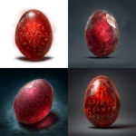 **an oval matte red stone that looks like seaglass with magical runes inscribed on it, in the style of dungeons and dragons simple item illustration** - <@878478340170866709> (fast)