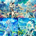 **an agarthan beauty with an ethereal, otherworldly presence, elegant and serene, standing in the foreground. Behind them is a vast inner-earth landscape with crystalline mountains, glowing caverns, ancient architecture, and lush alien flora. Vivid saturated colors with STRONG COLOR SEPARATION, distinct color regions, flat jewel tones, clear hue boundaries, minimal gradients, no iridescence. Anime-inspired fantasy illustration, clean sharp linework, smooth polished rendering, crisp edges, high clarity detail, bold color blocking, professional illustration finish --niji 7 --no rainbow glow, no pearlescent effects, no color bleed** - <@1013725246831997000> (fast)