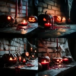 **<https://s.mj.run/C4JWowKI4Hk> A realistic photograph featuring a close-up of a wooden table surface in the foreground, scattered with melted red candles, dried twigs, and bits of straw. In the background and surrounding areas, moody Halloween-themed decorations such as carved pumpkins with glowing faces, spider webs on white walls, and dim, flickering lights. The atmosphere is eerie and shadowy, with warm candlelight casting soft glows on nearby textures. --s 550 --v 6.1 --c 10** - <@437658373576720385> (fast)
-# Create, explore, and organize on [midjourney.com](<https://midjourney.com/imagine?from_discord=1>)