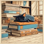 **Black cat sleeps on a pile of books about Cosmography --sref 875603842 --ar 4:5** - Image #3 <@948741381743083580>
