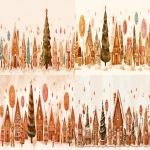 **a children's Christmas tree depicting a gingerbread family, a vector illustration in watercolor cartoon style, a cute background of Christmas houses, colorful and playful design, Christmas decorations in the form of lollipops and stars around, a warm color palette with orange and brown tones, digital design. artistic design, high resolution, HD, --ar 32:9** - <@1132360471098425395> (fast)