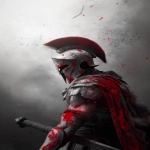 **side view of a black and white spartan 300 soldier covered in blood, blood splatters, Smokey grey background, high definition, --ar 2:3** - Image #4 <@348461091581591554>