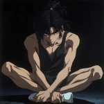 **1980s anime still, men with dark hair and bun, dark, little horror --niji 6 --raw --s 1000** - Image #3 <@1076116781065850901>