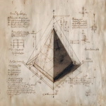 **monochronolith Pyramid, by Leonardo da Vinci, isometric cut view drawing, measurements, old paper slightly burn, lost knowledge --ar 16:9 --v 7.0** - Upscaled by <@391048027051261958> (fast)