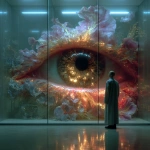 **cinematic. In a futuristic server room, a man looks closely at a single iris that has bloomed within a crack in a server. He is puzzled. Prophetic iris --s 750 --v 7.0** - Image #2 <@1071135204846096475>