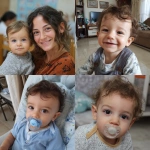 **תינוק יפה חינני עם לחיים ורודות ושיער חום מתולתל עם מוצץ ענק בתוך הפה תמונה חסרת פרופורציה** - <@1072445144403558441> (fast)