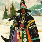 **Warrior witch thundersnowpunk with long braids and stylized warrior witch’s hat and platypus companion in the snow --sref 1999999999 1999999991 416557976 2252558232 698008135 1078492728 2187294478 217414415 416417418 7337 80085 696969 47 73 97 100 --sv 4 --niji 6 --p grjlt42 --raw** - Image #3 <@948741381743083580>