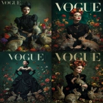 **a vogue photoshoot for the brand "vogue" with frida kahlo in an enchanted garden surrounded by rabbits, wearing black , against a dark green background, with colorful flowers, in the style of hyper-realistic photography, and an editorial pose. --ar 46:61** - <@267082272199409666> (fast)
-# Create, explore, and organize on [midjourney.com](<https://midjourney.com/imagine?from_discord=1>)