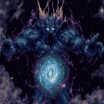 **A colossal cosmic entity of pure void energy, its massive form glowing with deep blues and purples, crowned with jagged crystalline horns radiating ethereal light. Its chest contains a swirling miniature galaxy, pulsing with gravitational power, as if holding an entire universe within. The creature’s arms are outstretched in a commanding, godlike gesture, void tendrils and nebula-like wisps spiraling around it. Its faceless head glows with faint, piercing eyes, exuding an overwhelming presence of cosmic dominion. The background is a vast expanse of space, dotted with distant stars and galaxies, the darkness around it bending under its immense gravitational pull. Hyper-detailed, cinematic lighting, epic fantasy-meets-sci-fi concept art, ultra high resolution, cosmic scale. utopian toast --ar 3:2 --p yqp5qk7 tzl2qbv --oref <https://s.mj.run/kk6udE1znbM> --v 7.0** - Image #3 <@106534493057220608>