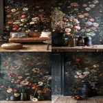 **vintage dark floral wallpaper, moody and mysterious with an array of wild flowers in muted tones, creates a dreamy atmosphere. --ar 4:7 --v 6.0 --s 250** - <@756269320539209761> (fast)