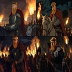 **16th century King, square blonde yellow beard, riding with his army, at night, torches, graphic novel style brown gray red --ar 3:2 --cref <https://s.mj.run/1uCp0QvsltU> --cw 50 --v 6.1 --s 50** - <@583370851768860679> (fast)
-# Create, explore, and organize on [midjourney.com](<https://midjourney.com/imagine?from_discord=1>)