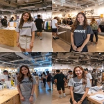 **a photo of an attractive japanese woman with long hair wearing a t-shirt and skirt, smiling at the camera in front of a counter. a large gray shirt printed with the word "unsent" is visible. the woman is walking around a store with a nike-inspired country-style interior, with people shopping in the background. the photo was posted to reddit in 2019. --ar 37:45 --v 7.0 --p uhaa3kn** - <@1259439584010309703> (fast, stealth)