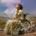 **Cosmography diaphanous double exposure featuring an avant-garde wheelchair disability accessible couture double exposure over a spellbinding natural landscape wind blowing wistfully --ar 4:5 --p 2r5399p** - Image #4 <@948741381743083580>