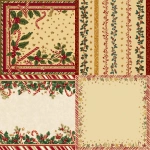 **light gold-color background , color blocked, wrap-around candy cane border with imagery of stars and Holly, bold with solid colors** - <@1074888048279552010> (fast)