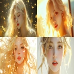 **Blond hair korean young women, gold, happy, pretty, cute --v 6.1 --ar 16:9** - <@1136199270224117860> (fast)
