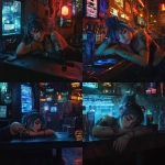 **a girl sleeping at a cyberpunk bar --cref <https://s.mj.run/_1HtQmqJztc> --cw 50 --v 6.1** - <@334398819246538773> (fast)