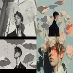 **2025-06-24 black and white shot of art nouveau parasol hats of a hirsute French King surrounded by parasol flowers inside the Vietnamese Palace under dramatic sunlight and shadows --ar 8:5 --sref 344158734 --profile 8xqipwk --stylize 567 --niji 6** - <@1121310536559243315> (relaxed)