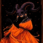 **a beautiful demoness wearing an elegant horns and magical earrings, with vampiric toothy smile, a sparkling robes, vector illustration with simple lines, against a black background, with white glittering sequins on her shoulders, silhouettes, her face hidden in shadows, no facial features visible, in an elegant pose, in the style of diamond wire photography, with a vintage elegance and a shimmer effect, creating a glamorous appearance. --ar 49:64 --sref 1662338142 238810998 704438408 --v 7.0 --p qbw87wz** - Image #2 <@814035271090962433>