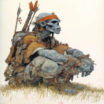 **Yautja draugr soldier, illustration by Norman Rockwell --ar 3:4 --v 7.0** - Upscaled by <@1071437900610293863> (fast)