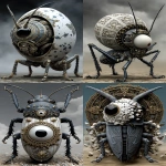 **insect doll locust roach hive, egg nest alien crawling on a scanline distortion fire, eyes burning, white pupil with red center, roasting on the beach, dusk cinematic --ar 2:3 --s 666 --p ajjw9qi --sref 4240880785 2348464004 <https://s.mj.run/8BMbIED5OrQ> --v 7.0** - <@788265797444173834> (fast)