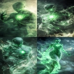 **Green Lantern as Behold The Sacred Aventurine One, green glowing mist, spiritual --ar 9:16 --style raw --p 75s6eit** - <@1054482006731395092> (fast)