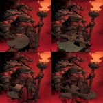 **A dungeons and dragons style comic book illustration of a muscular red female pit fiend devil holding a flaming mace and wearing a crudely crafted iron helm that covers her eyes, horns and spikes should come out of her dark red skin, claws, bits of crude armor --v 7.0 --ar 2:3** - Variations (Region) by <@478047972412620803> (fast)