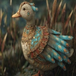 **Aztec-feathers in a Fluvioglacial-Outwash-Plaines Design cover a Cute Duck during the Apocaylpse --ar 3:2 --v 7.0** - Image #4 <@426654487248109579>