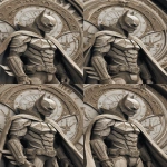 **Monochronolith batman wears time-traveling costume made of stone. Epic. Comic book cover. --v 7.0 --c 5 --ar 2:3** - Zoom Out by <@1052958752749387917> (relaxed)