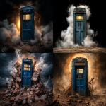 **Create a photo relaistic picture of a blue police call box on a aliean planet made of aventurine. There is a beautiful yellow bright sun with a few clouds. --chaos 50 --ar 3:2 --style raw --profile bmh3zb6 --stylize 900 --v 6.1** - <@936929561302675456> (fast)