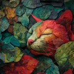 **a red and green leafs painting about nature, sleeping anime kawai cats and mixed more colourful abstract more street art mesh red cat more present** - Image #4 <@1103302811522977882>
