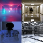 **a surreal endless fluorescent corridor that folds in on itself, office hallways merging into hotel lobbies, flooded with mirror-smooth reflective water, glowing EXIT signs floating midair, impossible staircases looping upside down, fog-filled empty rooms visible through open doors, vending machines emitting static light, faint reflections of unseen people on glossy walls, eerie symmetry, dreamlike volumetric haze, reality bending and collapsing, cinematic lighting, ultrarealistic textures, analog horror vibe, uncanny calm atmosphere, hyper-detailed architecture, Escher-like geometry, reflections behaving wrong, photo-real, long exposure glow, 35mm lens, --ar 9:16 --chaos 60 --v 6.0 --raw** - <@692146423638261810> (relaxed)