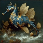 **leafy barnacled seadragon galloping on foam --sref <https://s.mj.run/Xv9oNFeiWAA> --s 1000 --exp 50 --q 4** - Image #4 <@1057110090387296366>