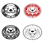 **japanese traditional family crest, in black line, describing face of sea otter, symmetrical , simple design, white background, dynamic motion. --ar 4:5** - &lt;@1295038533547069462&gt; (relaxed)