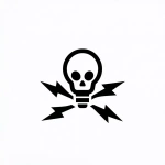 **a simple illustration logo of a skull and cross bones where the skull is a lightbulb and the crossbones are thin symmetrical lightning bolt symbols --v 7.0** - Image #2 <@340952336275079170>