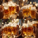 **multiple hands holding large beer mugs filled with golden beer and thick white foam, making a toast together, close-up composition, cheerful and social atmosphere, casual gathering, warm ambient lighting, realistic glass reflections, ultra-photorealistic high-resolution photography, shallow depth of field, wide shot --ar 3:2 --q 2** - <@1316769186084552714> (fast)
-# Create, explore, and organize on [midjourney.com](<https://midjourney.com/imagine?from_discord=1>)