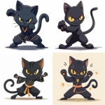 **A black cat is doing kung fu, a simple flat illustration style with thick lines and solid colors, on a white background, a full-body portrait with high-definition details, in a cartoon art style. The cute expression of the little feline shows its strong muscles. It has yellow eyes, fluffy ears, a raised tail, claws extended in front, one paw raised to show strength, in a simple design. The black color tone creates an atmosphere of power. --ar 8:7 --v 6.0 --s 250** - <@756269320539209761> (fast)
-# Create, explore, and organize on [midjourney.com](<https://midjourney.com/imagine?from_discord=1>)