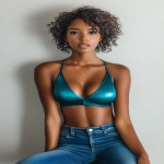 **silk satin tank top, blue jeans --ar 5:7 --v 6.1 --p si3d2b2** - Image #2 <@1101200603100753990>