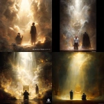 **A cinematic "cowboy shot" (framed from mid-thigh upward) of a person standing before the majestic throne of the Lord Jesus Christ in a heavenly courtroom. The atmosphere is glowing with divine light and holiness, radiating from Jesus, who sits on a brilliant, golden throne surrounded by clouds, light beams, and angelic presence. The person in front is visibly overwhelmed weeping and crying tears of joy, with hands slightly lifted or pressed to their chest, having just been declared free from all charges. Their face is full of relief, awe, and worship. Behind or off to the side stands the accuser of the brethren (symbolic representation of Satan), cloaked in dark, shadowy robes, with a furious, stunned expression shocked and disgusted as he realizes the case is not going in his favor. He stands defeated in the glow of righteousness, his documents or accusations discarded or burning near his feet. The scene is filled with contrast darkness shrinking back while light and justice fill the courtroom. Style: Realistic with soft spiritual glow, divine light textures, high contrast between darkness and holiness. Emotional and cinematic. --v 7.0** - <@1035365420699484160> (fast)