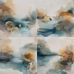 **<https://s.mj.run/SO2OO_Ztovg> <https://s.mj.run/ThhVcuKfLjY> layered abstract background on raw canvas, neutral colours, realistic kingfisher near misty lake --ar 3:4** - Remix (Strong) by <@1174607986799423548> (fast)