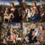 **1480 oil painting by Leonardo da Vinci portrait of the Madonna and her ultraviolet unicorn ukiyo-e surrounded by the gods --v 6.1 --p 9ahz8w8 --s 50 --q 2** - <@1059292469474373672> (fast, stealth)