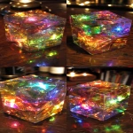 **a surreal glowing sci-fi object on a table, designed to be sliced. The object could be crystal, fruit, cake, soap loaf, or a holographic cube. Explodes with over-the-top color and light neon rainbows, glowing gradients, bioluminescent textures, radiant inner core shining through cracks. Cinematic macro close-up, hyperrealistic detail, futuristic atmosphere, dazzling dramatic lighting. --ar 9:16 --chaos 50 --v 6.0 --raw** - Variations (Strong) by <@692146423638261810> (fast)