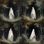 **phantom woman with a white vaporous dress , covered with a veil, floating between the trees melancolic, scary, sad, gouache painting --v 7.0** - Variations (Strong) by <@1282363709964025901> (fast)
-# Create, explore, and organize on [midjourney.com](<https://midjourney.com/imagine?from_discord=1>)