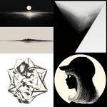 **minimal, vector logo, simple svg, black lines, white background. vanish, disappear, unknown --s 300 --c 10 --w 10 --niji 6** - <@277223286423945226> (fast)