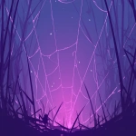 **minimal flat illustration, faint glowing purple spiderweb barely visible in the blackness, shadowy black spider crawling in the corner, eerie and mysterious vibe, mostly black with slight purple glow, clean minimal composition, loop animation friendly --niji 6 --ar 16:9** - Image #2 <@257221362568003584>